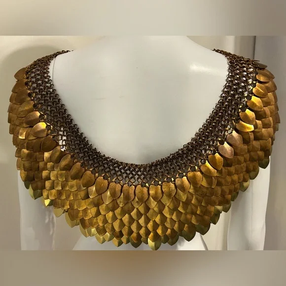 Rare Handmade Bronze Dragon Scales Chainmail Mantle Capulet Game Of Thrones - Picture 4 of 8